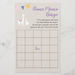 Llama Mama Cute Baby Shower Bingo Game Flyer