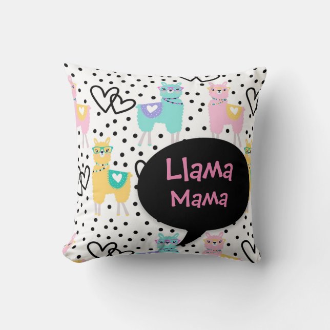 Llama Mama, Cute Pillow , Mother's Day, Gift (Front)