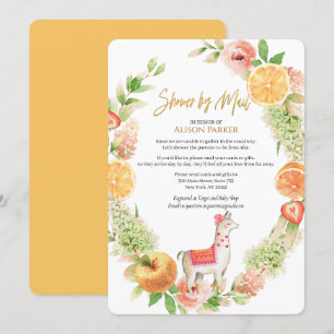 Llama Mama Floral Greenery Baby Shower by Mail Invitation