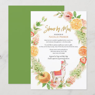 Llama Mama Floral Greenery Baby Shower by Mail Invitation