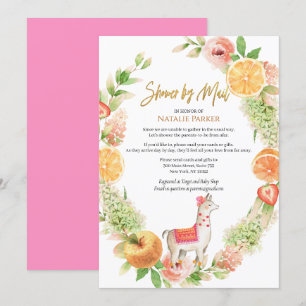 Llama Mama Floral Greenery Baby Shower by Mail  Invitation