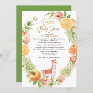 Llama Mama Floral Greenery Virtual Baby Shower  Invitation