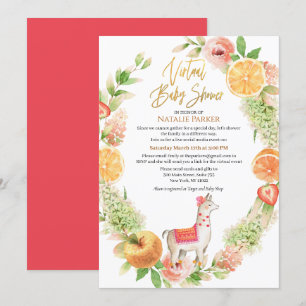 Llama Mama Floral Greenery Virtual Baby Shower Invitation