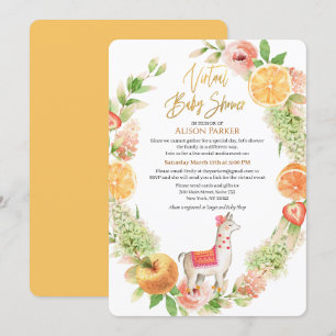 Llama Mama Floral Greenery Virtual Baby Shower Invitation