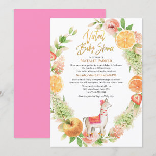 Llama Mama Floral Greenery Virtual Baby Shower Invitation