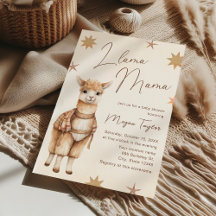 Llama Mama Vintage Beige Baby Shower Invitation