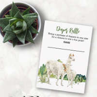 Llama Mama Watercolor Diaper Raffle Baby Shower