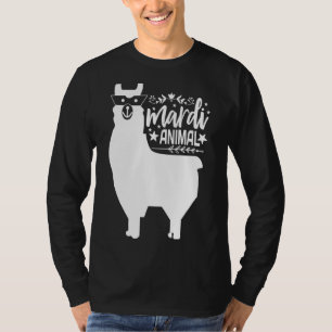 Llama Mardi Gras Mardi Animal Funny Alpaca Carniva T-Shirt