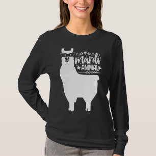 Llama Mardi Gras Mardi Animal Funny Alpaca Carniva T-Shirt
