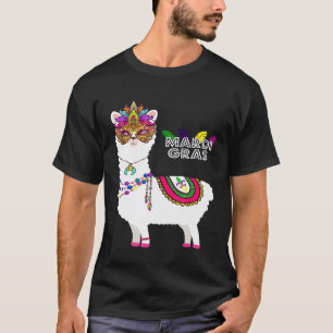 Llama Mardi Gras Party Mask Costume for Women and T-Shirt