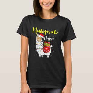 Llama Mawmaw Lights Santa Hat Xmas Pajama Matching T-Shirt