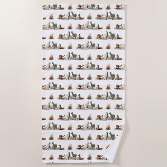 Llama Meadow Beach Towel (choose colour) (Front)