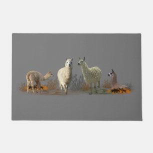 Llama Meadow Door Mat (Grey)