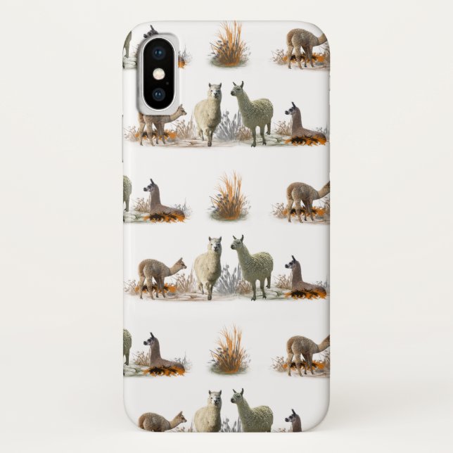 Llama Meadow iPhone X Case (choose colour) (Back)