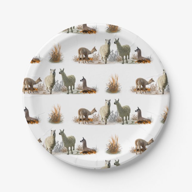 Llama Meadow Paper Plate (Front)