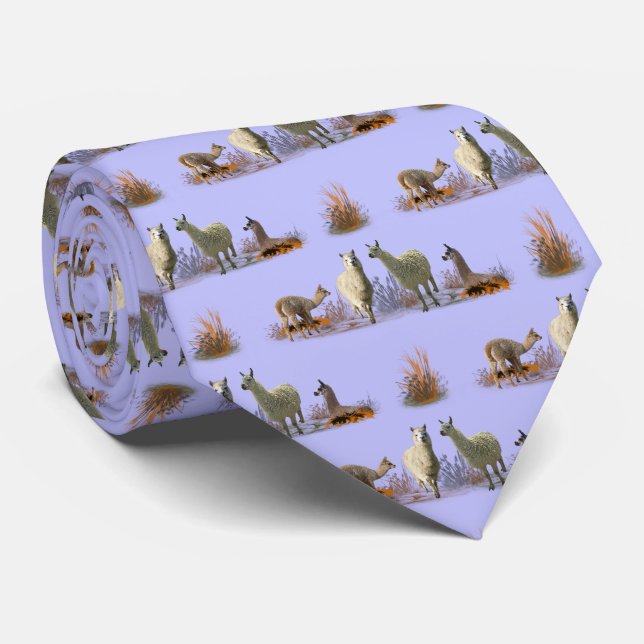 Llama Meadow Tie (Lilac) (Rolled)