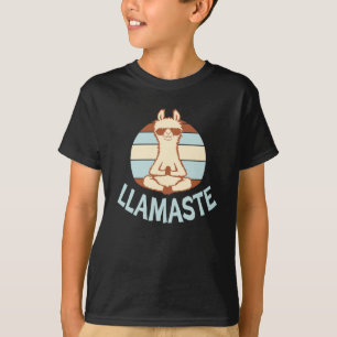 Llama Meditating Yoga Llamaste Sunglasses Retro T-Shirt