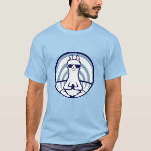 Llama Meditating Yoga Pose Sunglasses Calm Alpaca T-Shirt
