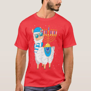 Llama Menorah Hanukkah Cute Alpaca Chanukah Christ T-Shirt