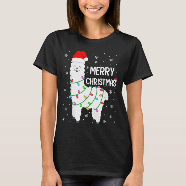 Llama Merry Christmas Kids Funny Llama Christmas L T-Shirt (Front)