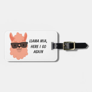 Llama Mia Orange with Sunglasses Luggage Tag