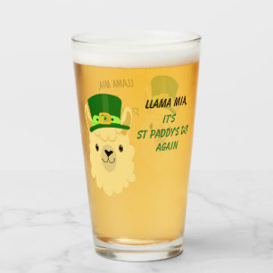 Llama Mia St Paddy's Day Glass