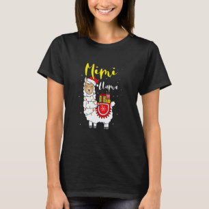 Llama Mimi Lights Santa Hat Xmas Pajama Matching F T-Shirt