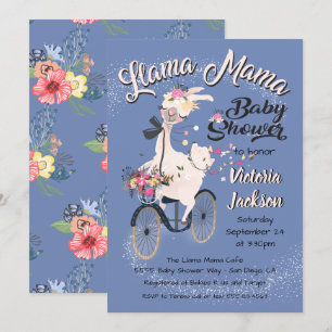 llama Momma baby shower invitations