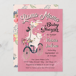 llama Momma baby shower invitations