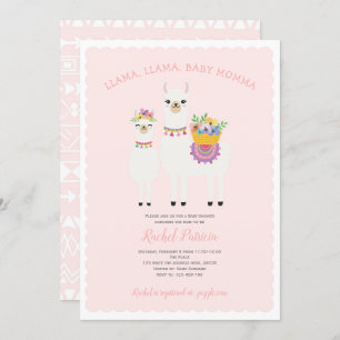 Llama Momma- Cute, Baby Girl Shower Invitation