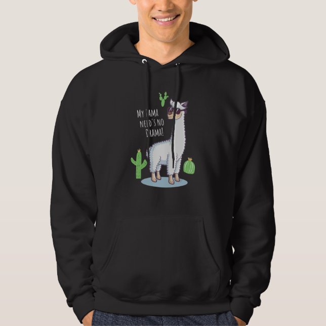Llama Need's No Drama   Blade Cactus Hoodie (Front)
