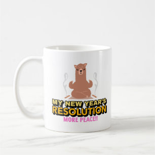 Llama-New Year's Resolution-More Peace Coffee Mug
