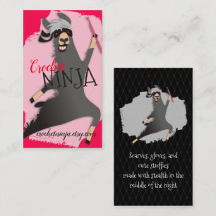 Llama ninja crochet hook yarn crafts business card