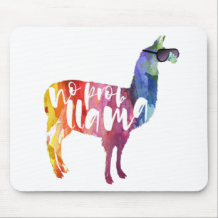 Llama. No Probllama. No Prob-llama. Funny Sayings Mouse Mat