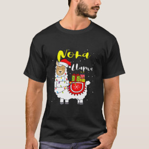 Llama Nona Lights Santa Hat Xmas Pajama Matching F T-Shirt