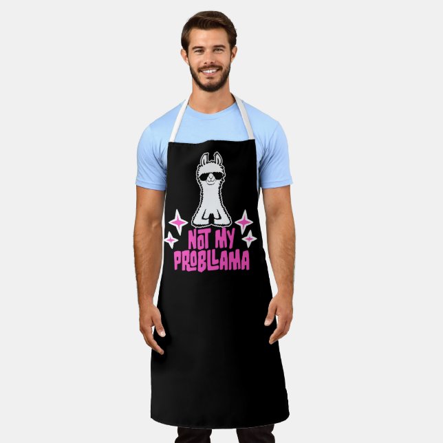 Llama Not My Probllama Meditation Yoga Sunglasses  Apron (Worn)
