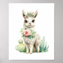 Llama Nursery Decor Cute Llama Watercolor
