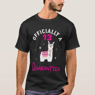 Llama Officially a Quaranteen Teenager 13th Birthd T-Shirt