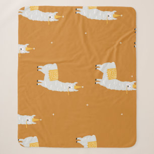 Llama, orange background: birthday pattern. sherpa blanket