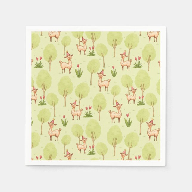 Llama outdoor kid’s birthday celebration  napkin (Front)