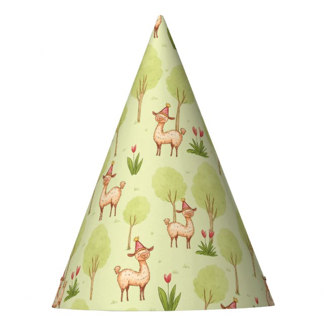 Llama outdoor kids birthday party hat (Front)