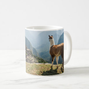 Llama Overlooking Ruins Machu Picchu, Peru Coffee Mug