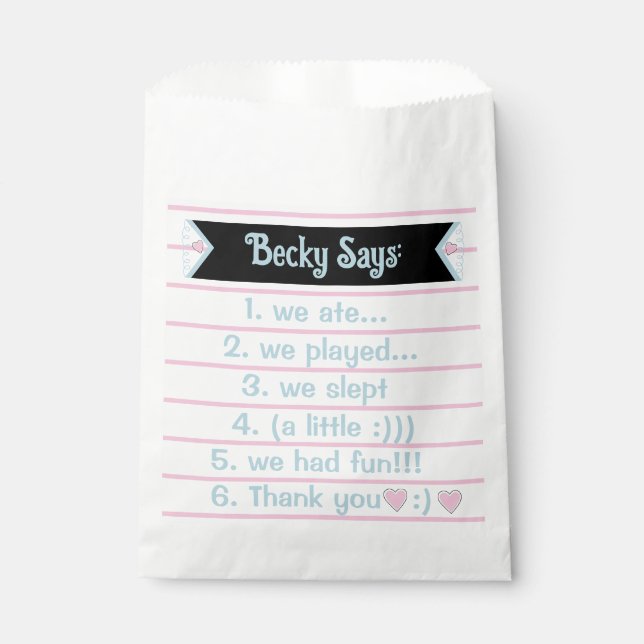 Llama Pajama Birthday Party Sleepover Favour Bags (Front)