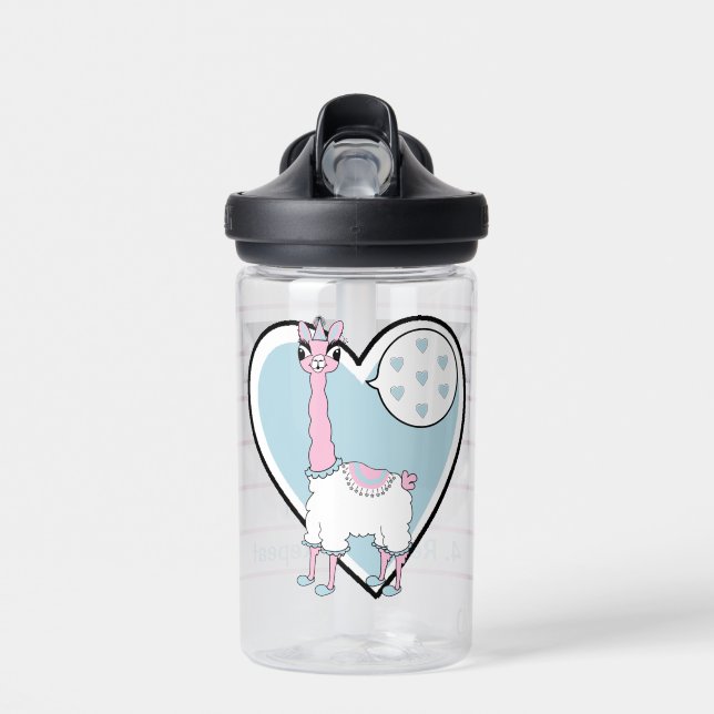 Llama Pajama Blue Heart Water Bottle (Front)