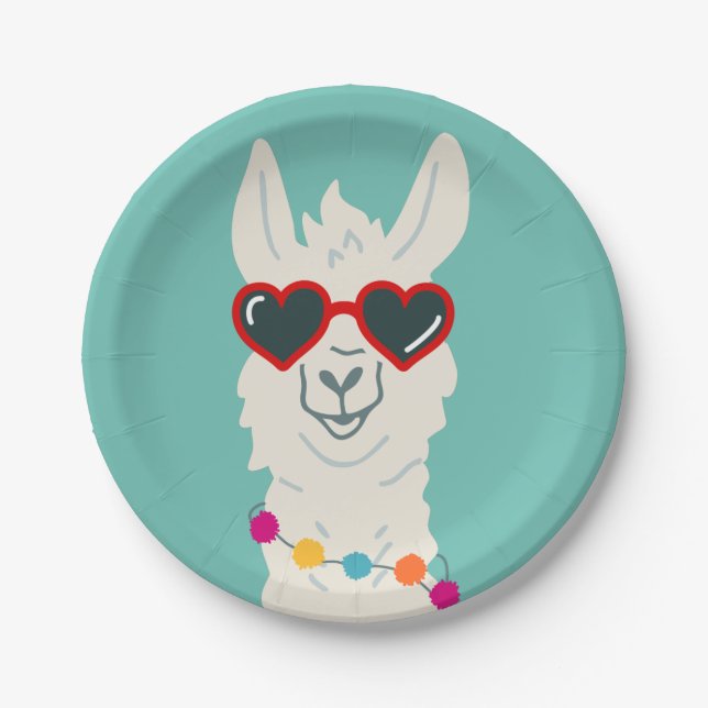 Llama Paper Plate Mexican Fiesta Party Alpaca (Front)