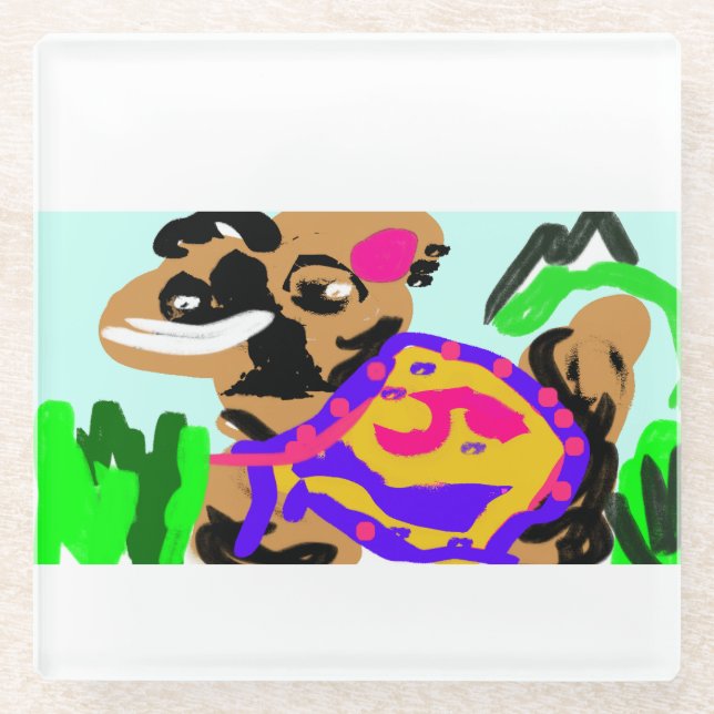 Llama party fun joy glass coaster (Front)