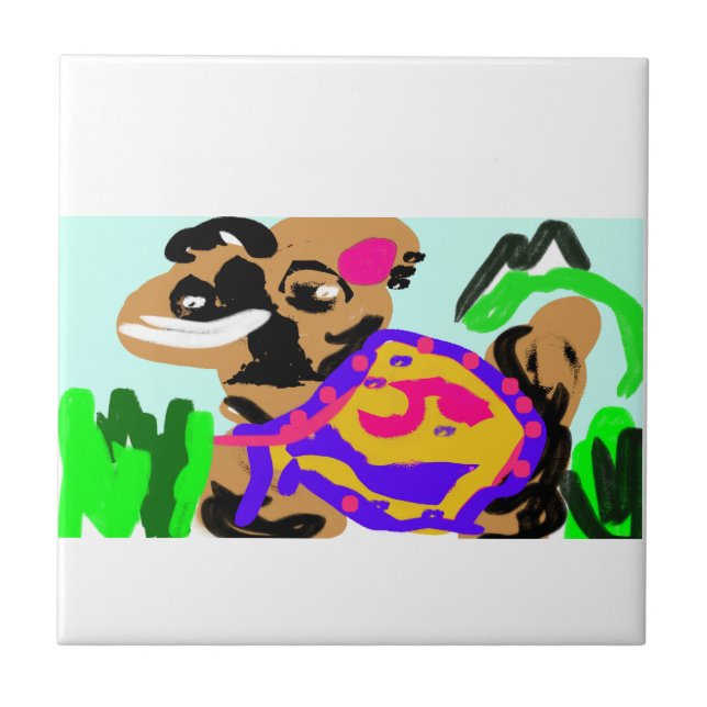 Llama party fun joy tile (Front)