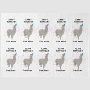 Llama Partying - Animal Having a Party Custom Name Tissue Paper