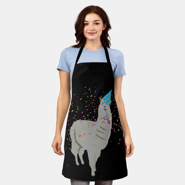 Llama Partying - Animals Having a Party Apron (Worn)