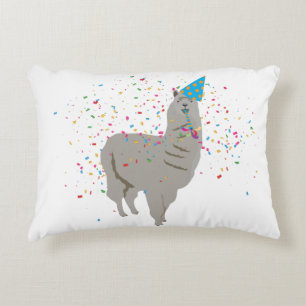 Llama Partying - Animals Having a Party Decorative Cushion